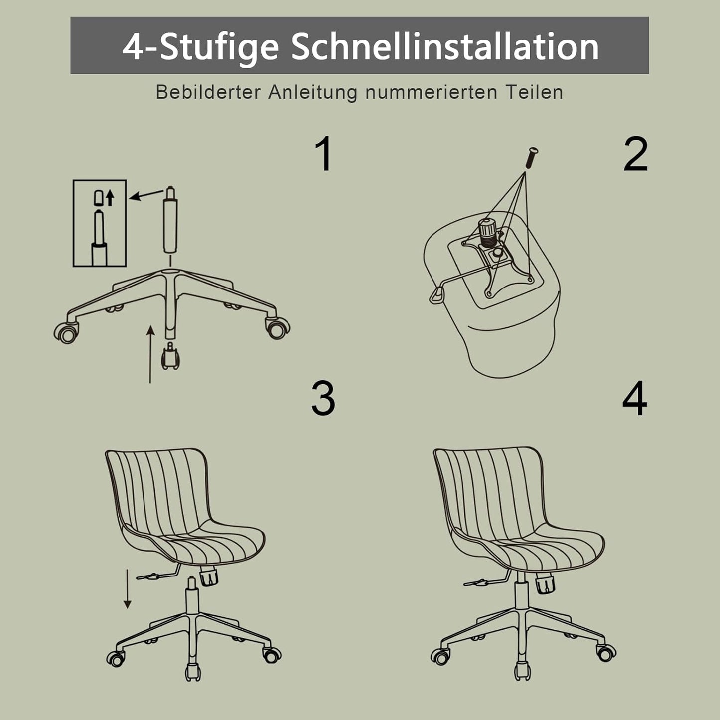 Ergonomic Office Chair, Height-Adjustable Desk Chair, Office Chair with PU Leather & Wheels