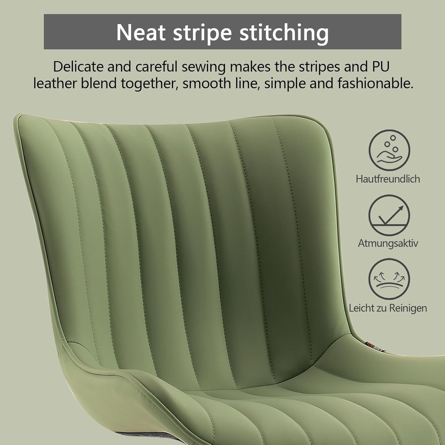 Ergonomic Office Chair, Height-Adjustable Desk Chair, Office Chair with PU Leather & Wheels