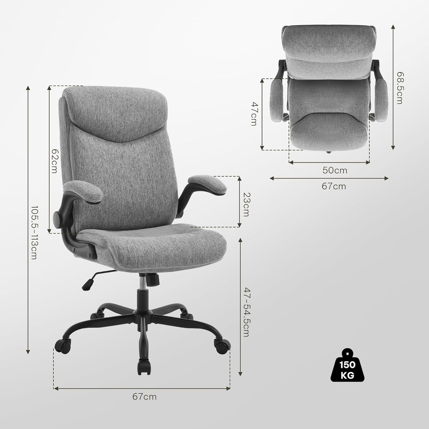 Office chair ergonomic computer chair with flip-up armrests