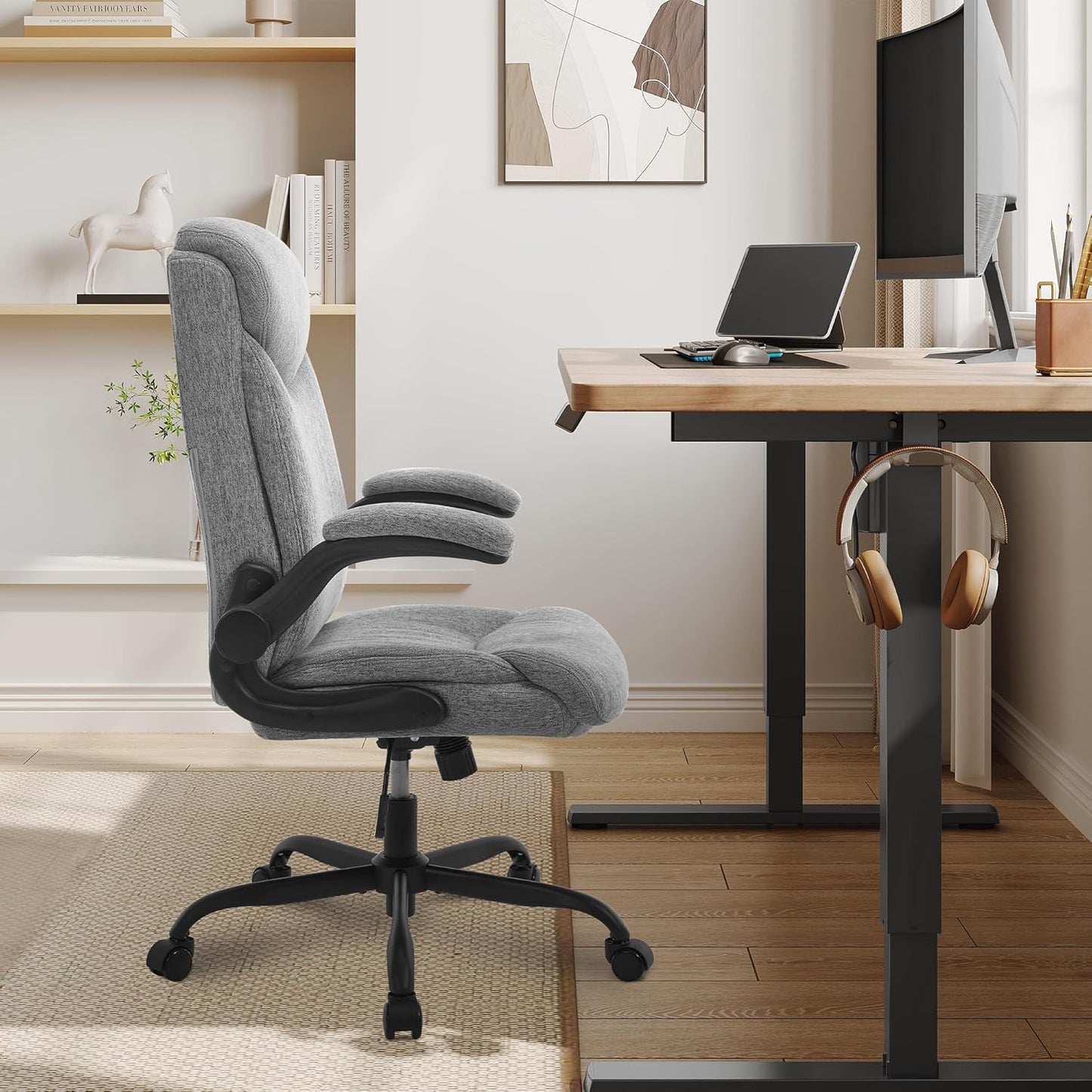 Office chair ergonomic computer chair with flip-up armrests